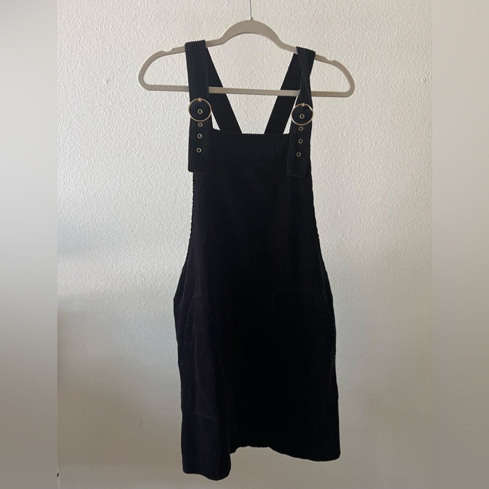 Black Corduroy Romper Dress